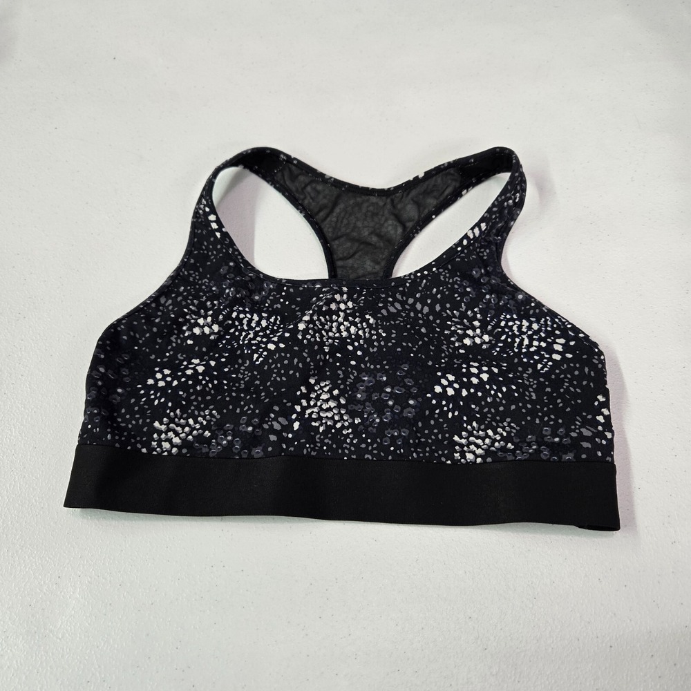 Victoria Sport Women Sports Bra Medium Black Abstract Dots Racerback